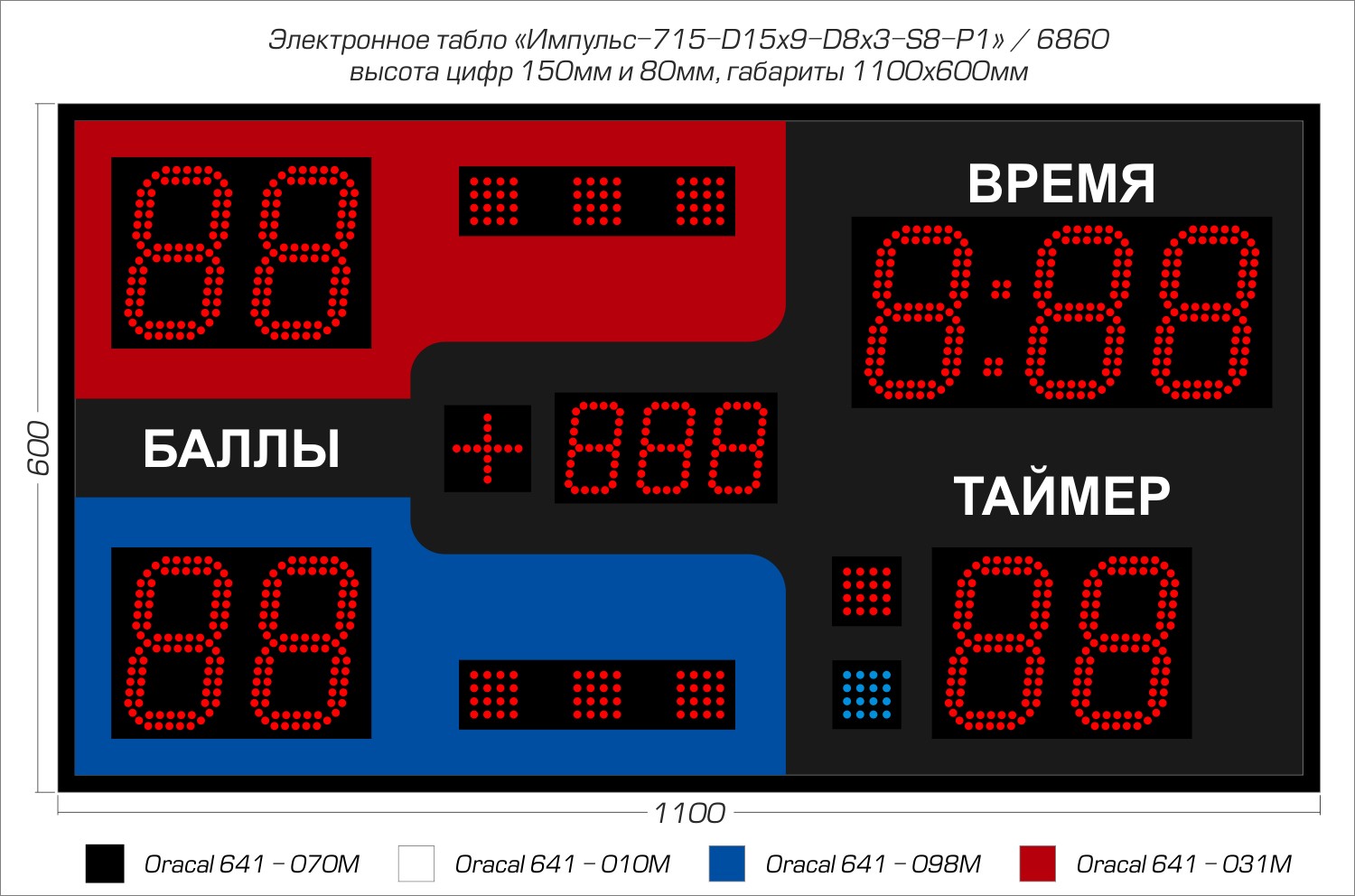 Табло для самбо Импульс 715-D15x9-D8x3-S8-P1