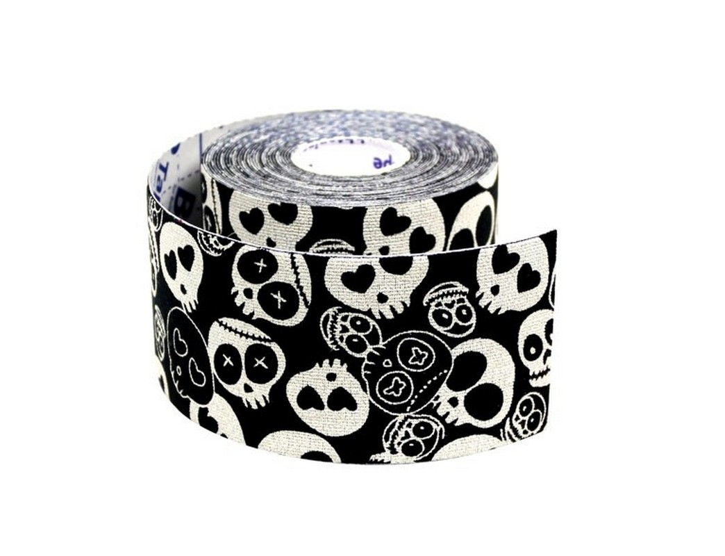 Кинезио тейп BBTape с рисунком 5x500 см Череп черный