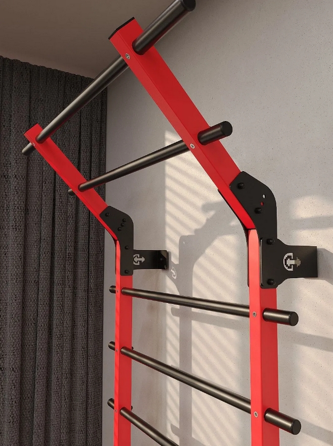 Профессиональная шведская стенка с брусьями и турником Domsen Fitness Ds58 RED