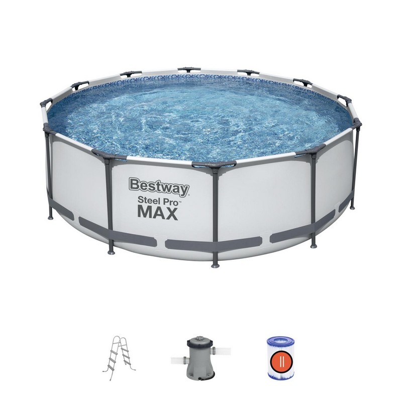 Каркасный бассейн круглый 366х100см+фильтр-насос Bestway Steel Pro Мах 56418