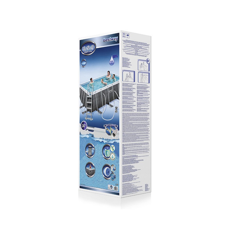 Каркасный бассейн прямоугольный 404х201х100см Bestway Power Steel 56721 Ротанг