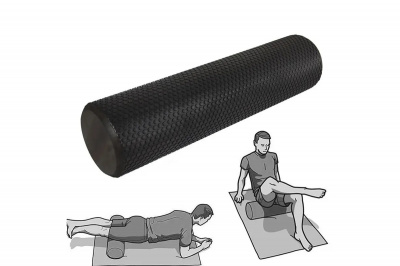 Ролик для йоги полумягкий (ЭВА) Профи 60x15см Sportex E45943 черный