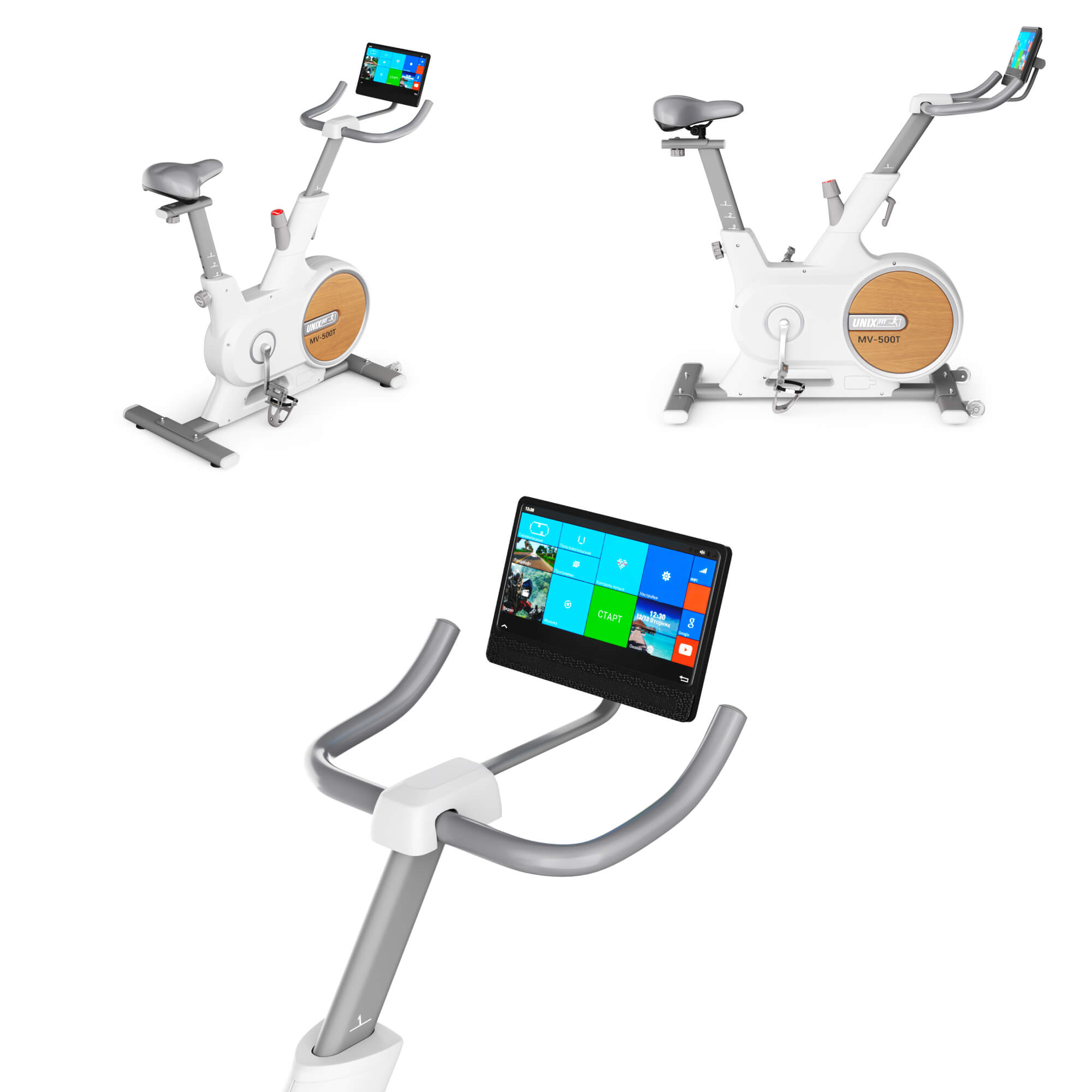 Велотренажер UnixFit MV-500T (15,6 TFT') Wood MBMV500TW