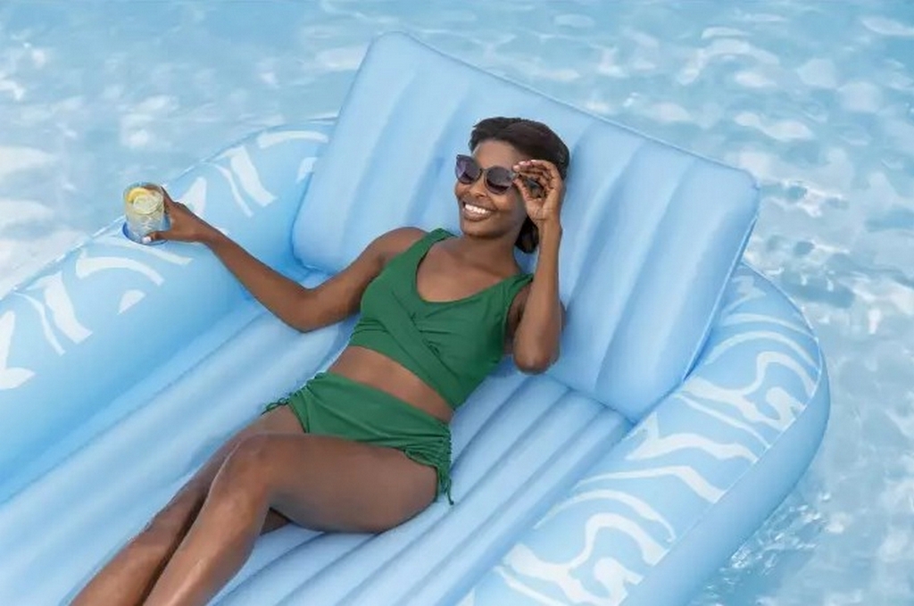 Надувно шезлонг 214х155см, до 100 кг Bestway Sun-Kissed Tanning Lounge, с подушкой, подстаканник 43838