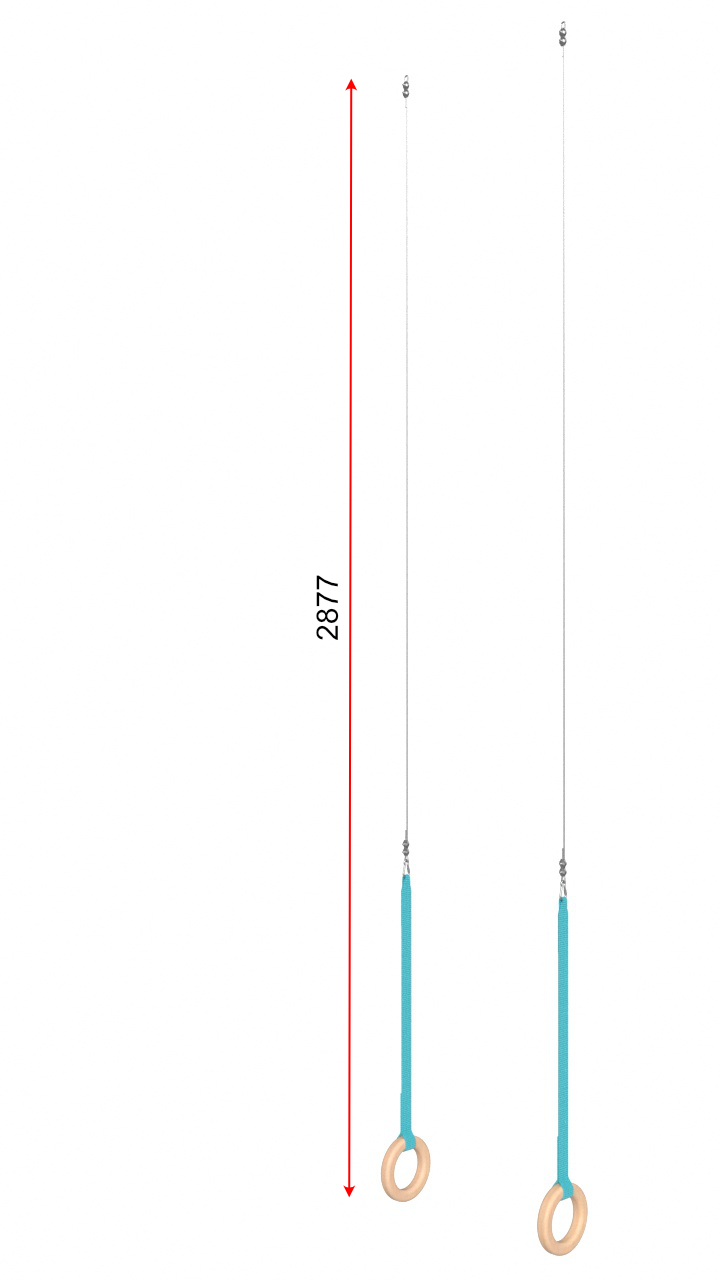 Гимнастические кольцаd=180 мм с тросом 2 м  04.402.6