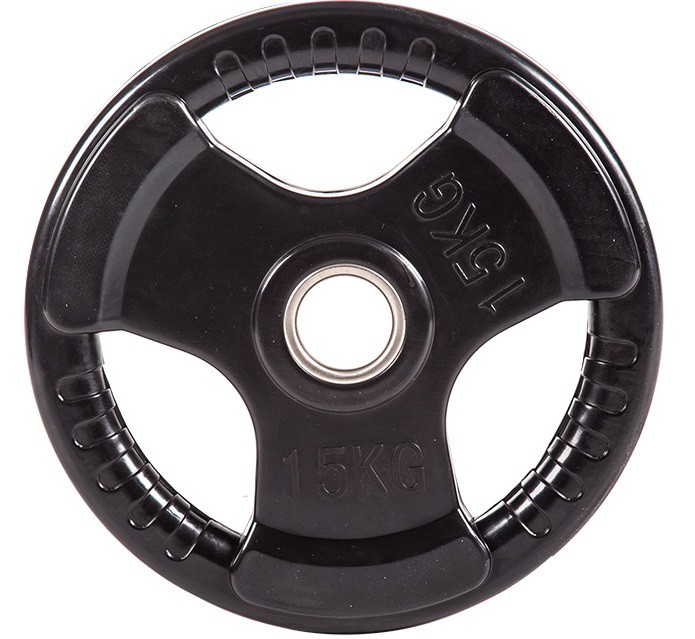 Диск обрезиненный черный 3 Handle D51мм 15кг Profi-Fit