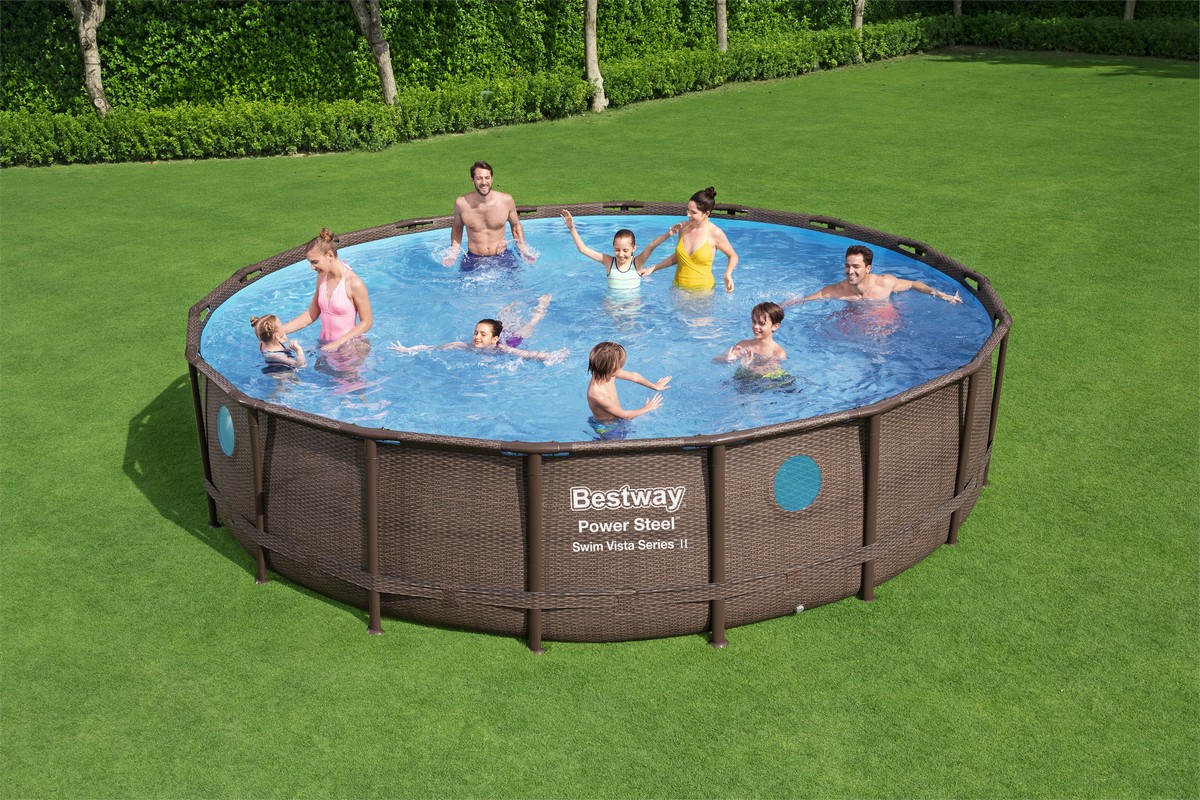 Каркасный бассейн круглый 549х122см Bestway Power Steel Swim Vista Series 56977 Ротанг