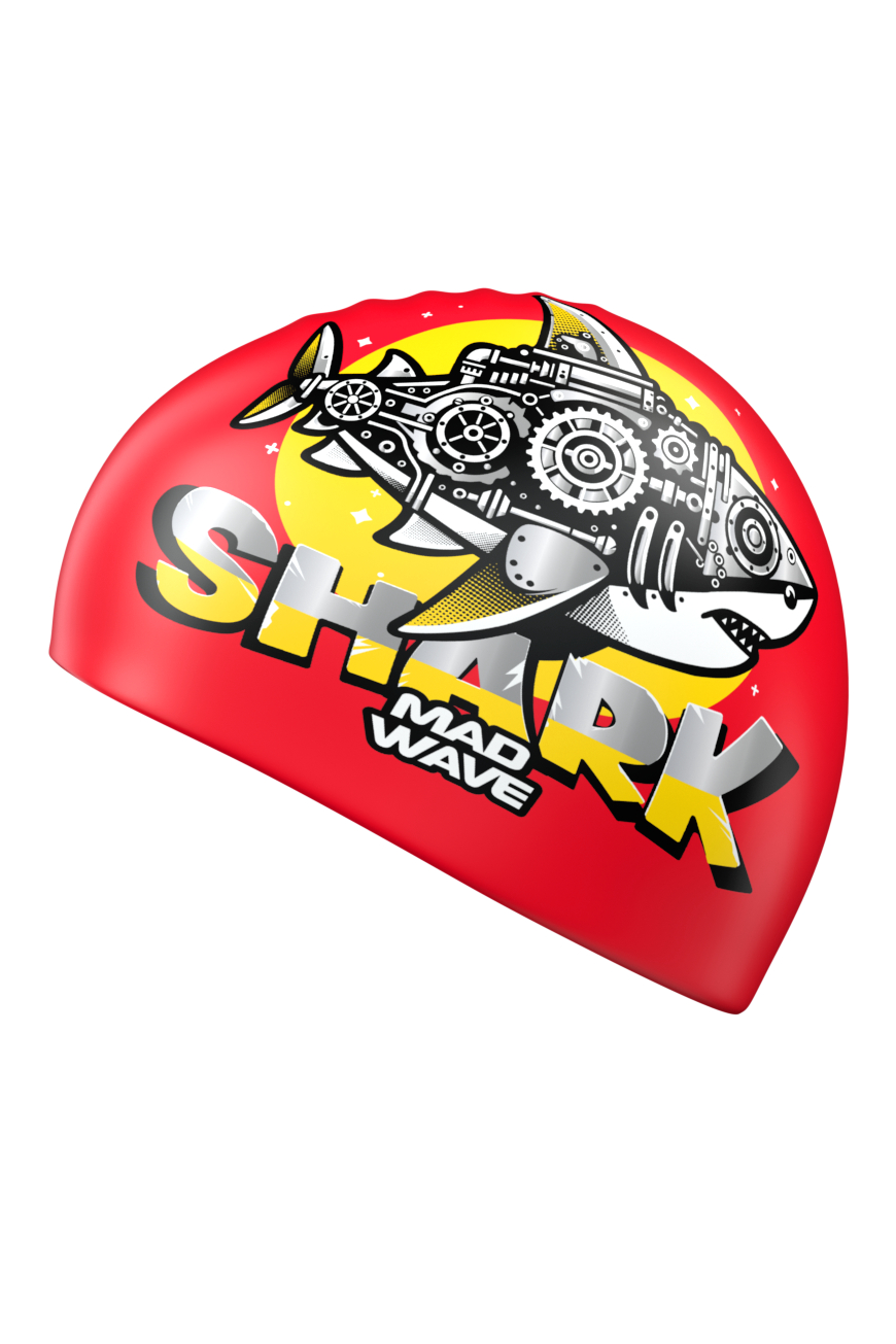 Юниорская силиконовая шапочка Mad Wave Shark M0575 12 0 05W красный