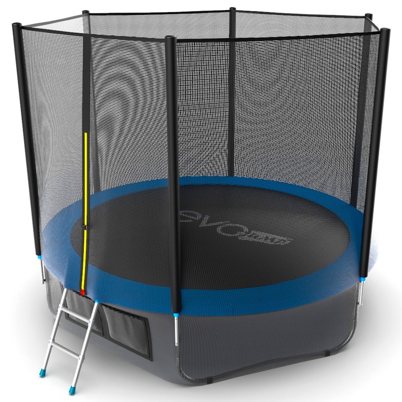 Батут с внешней сеткой и лестницей EVO Jump External 10ft+ нижняя сеть, синий