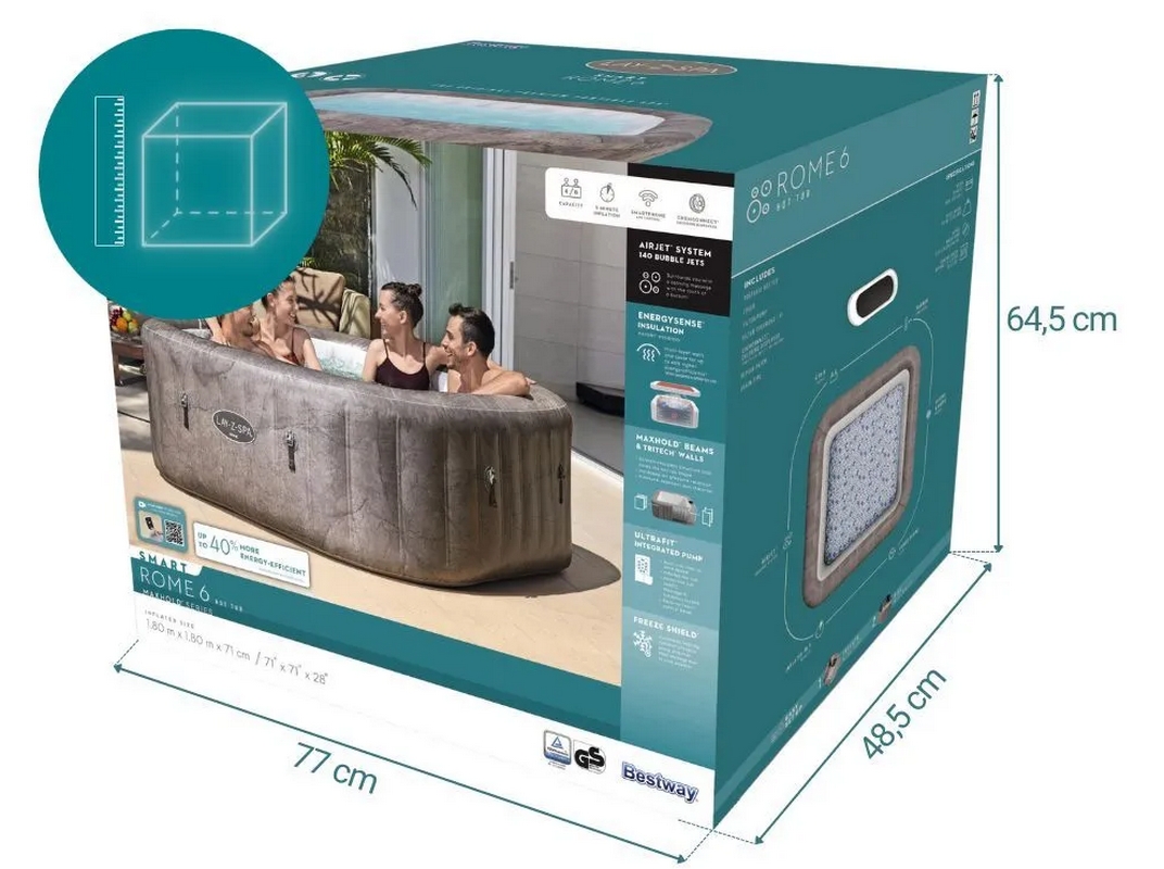 Надувной СПА бассейн (джакузи), 180х71 см Bestway Lay-Z-Spa Rome MaxHold 6001K