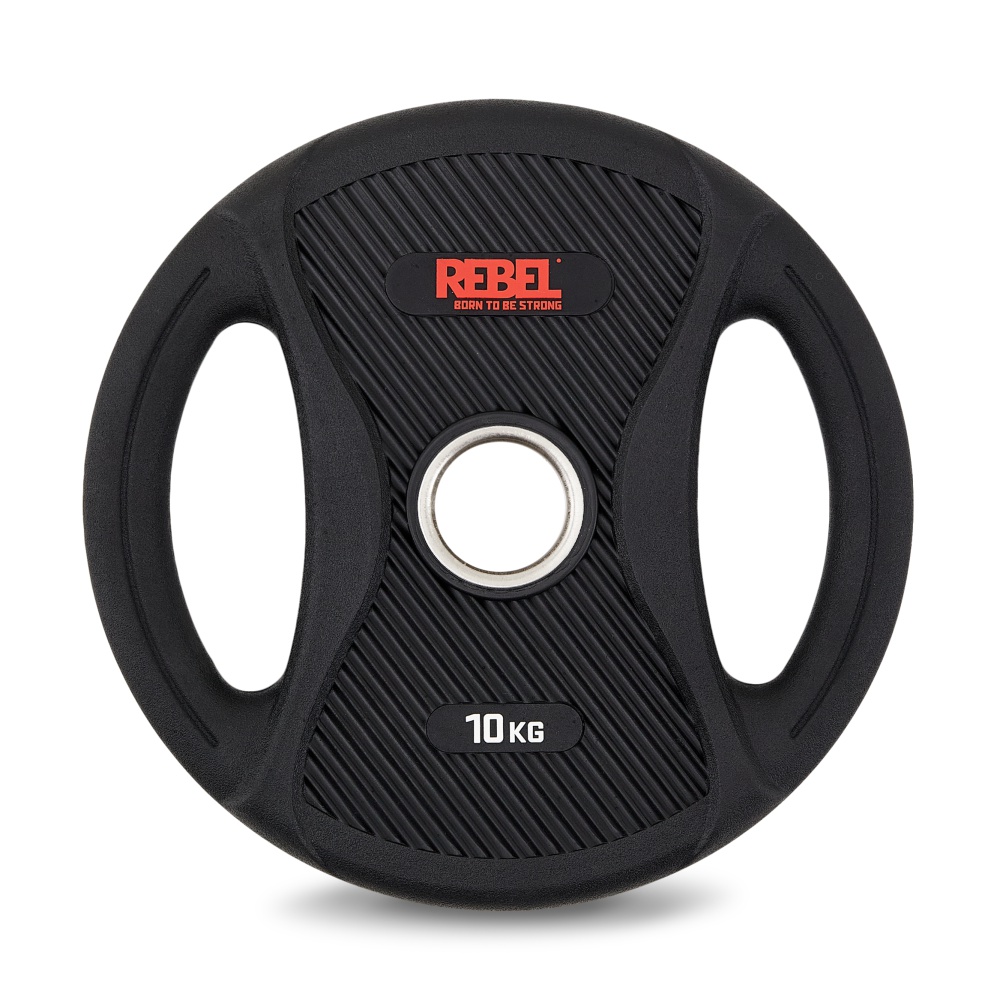 Диски олимпийские обрезиненные с двумя хватами 10 кг (пара) REBEL R-PVP-10-PAIR