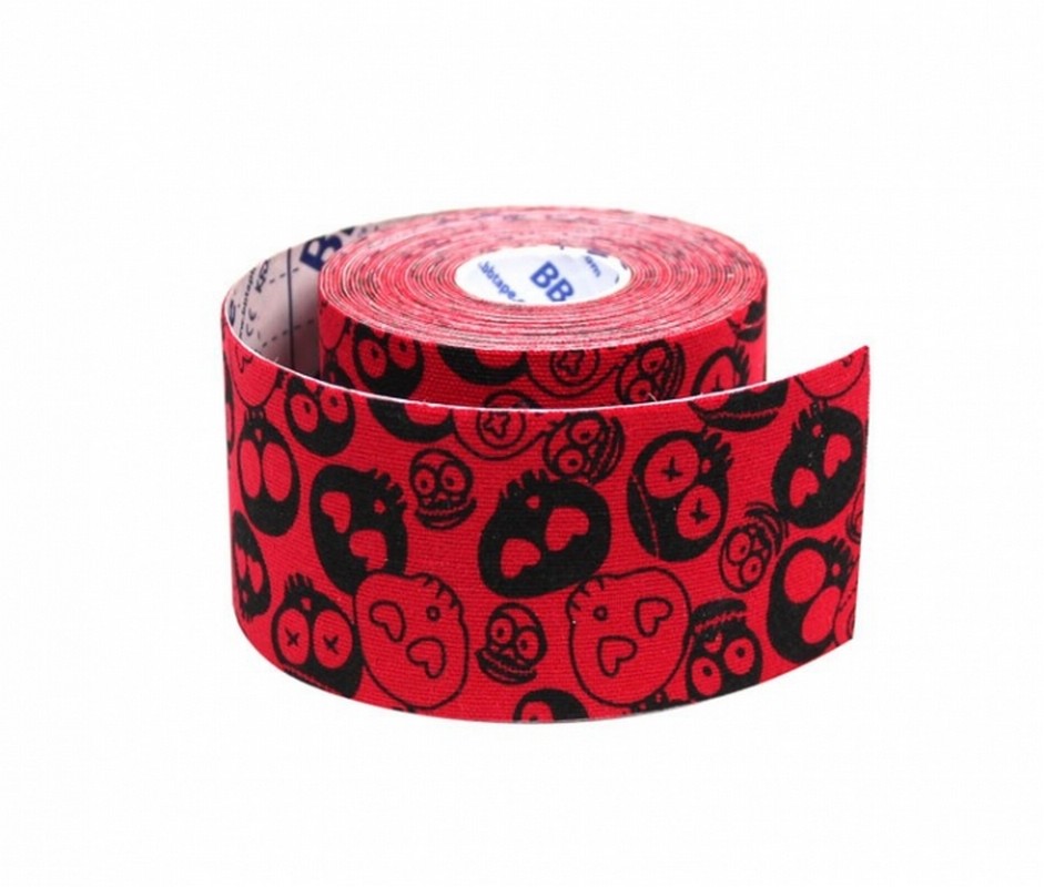 Кинезио тейп BBTape с рисунком 5x500 см Череп красный