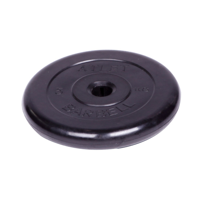 Диск обрезиненный d31мм MB Barbell Atlet 5кг черный MB-AtletB31-5