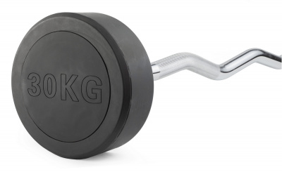 Штанга неразборная обрезиненная 30 кг. Изогнутый гриф VictoryFit VF-DX5300