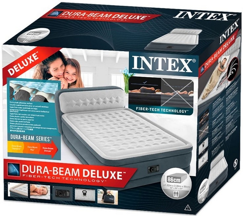 Надувная кровать Intex Headboard Airbed 152х236х86см со спинкой 64448