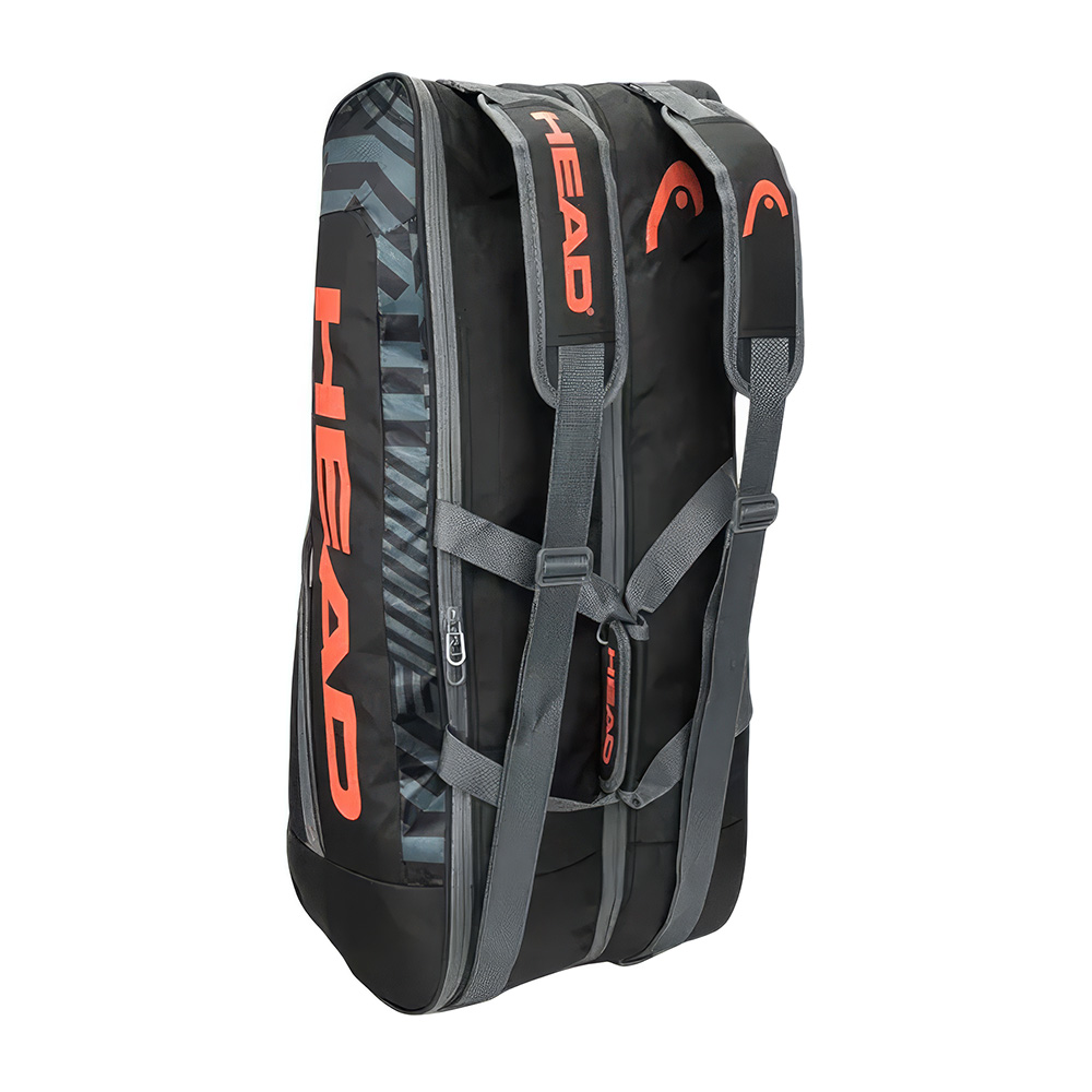 Сумка-чехол, с карманом, для 6 тен.ракеток Head Base Racquet Bag M 261313-BKOR черно-оранжевый