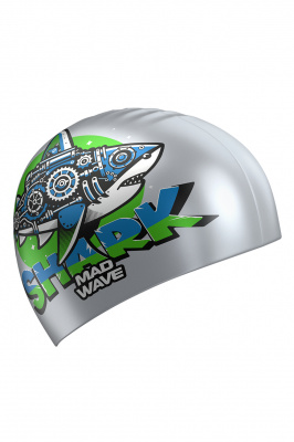 Юниорская силиконовая шапочка Mad Wave Shark M0575 12 0 12W серебро