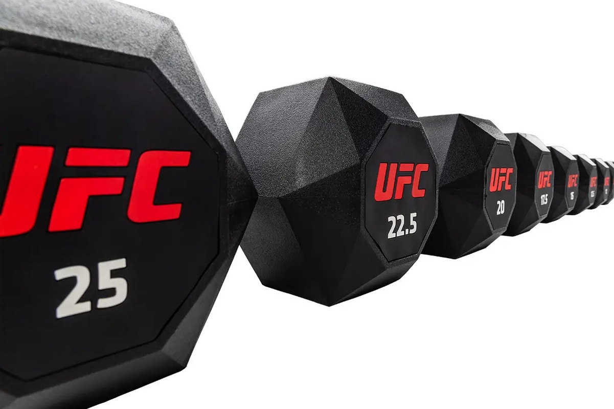 Комплект обрезиненных октагональных гантелей 10 пар от 2,5 до 25кг UFC Octagon Dumbbell UHA-75538-84