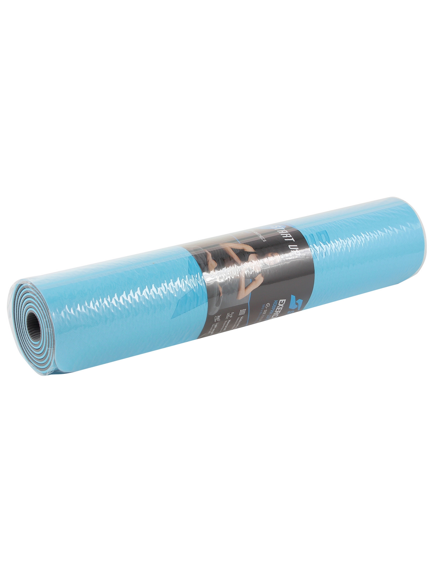 Коврик для фитнеса и йоги, TPE, 183х61х0,6см Start Up ZH-01 Blue\Gray