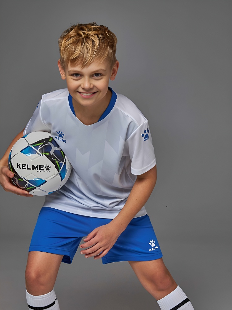Детская футбольная форма Kelme Short-Sleeved Football Suit 8251ZB3003-100 White\Blue