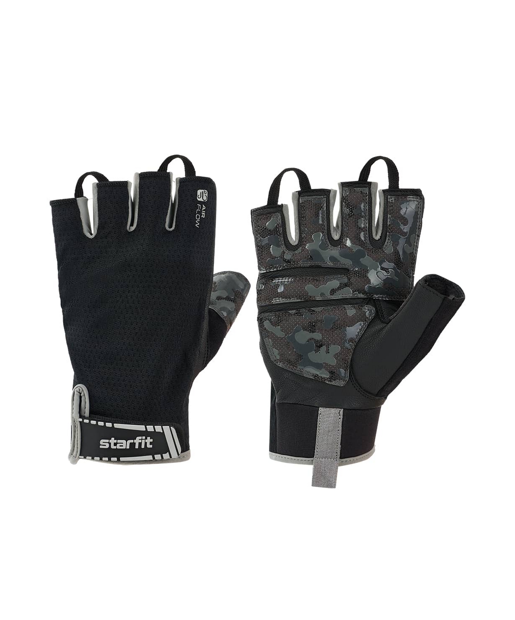 Перчатки для фитнеса Star Fit WG-203, черный\серый