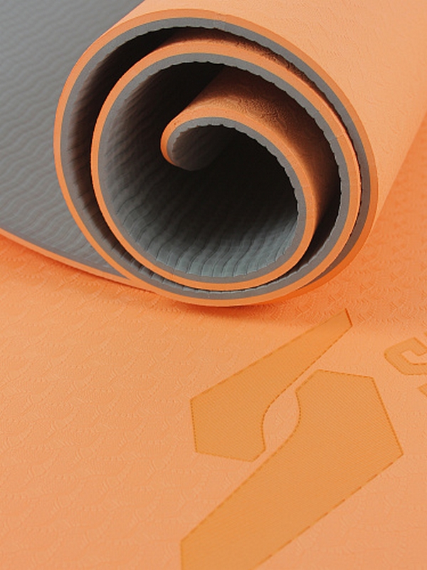 Коврик для фитнеса и йоги, TPE, 183х61х0,6см Start Up ZH-01 Peach\Gray