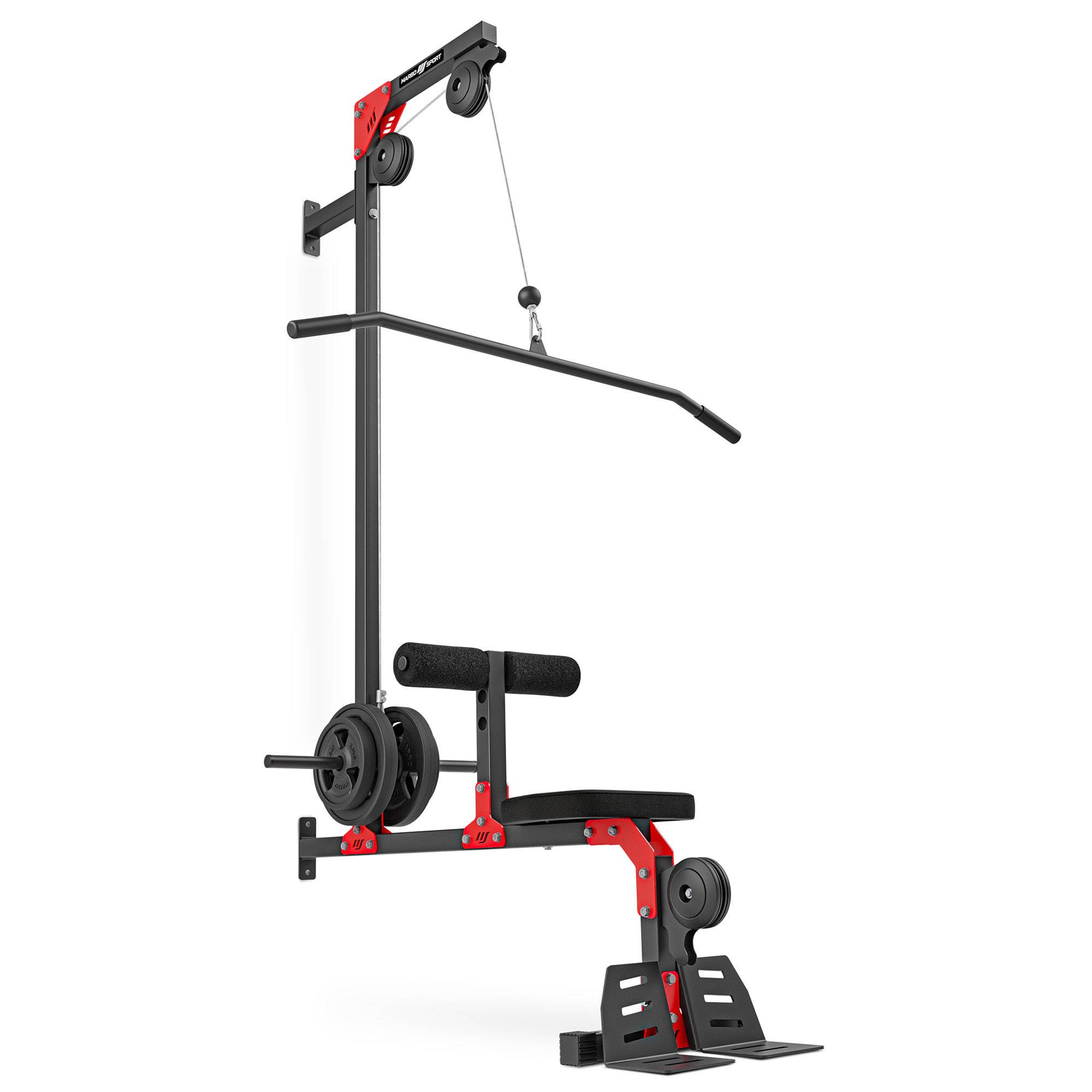 Стойка блочная пристенная Marbo MH-W102 2.0 на свободном весе с сидением | Premium Fitness