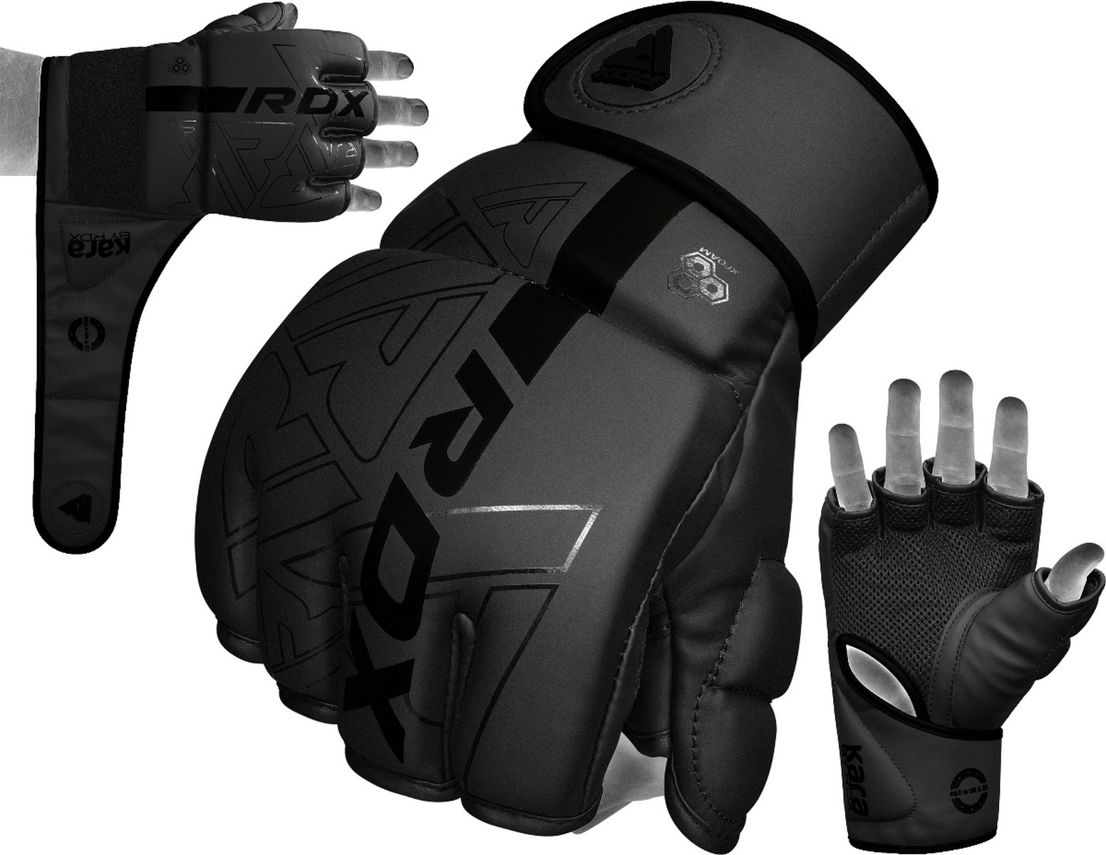 Перчатки тренировочные RDX Grappling F6 GGR-F6MB черный матовый