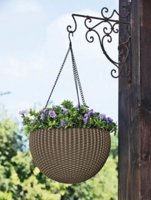 Подвесное кашпо, мокко, имитация ротанга Keter Rattan Hanging