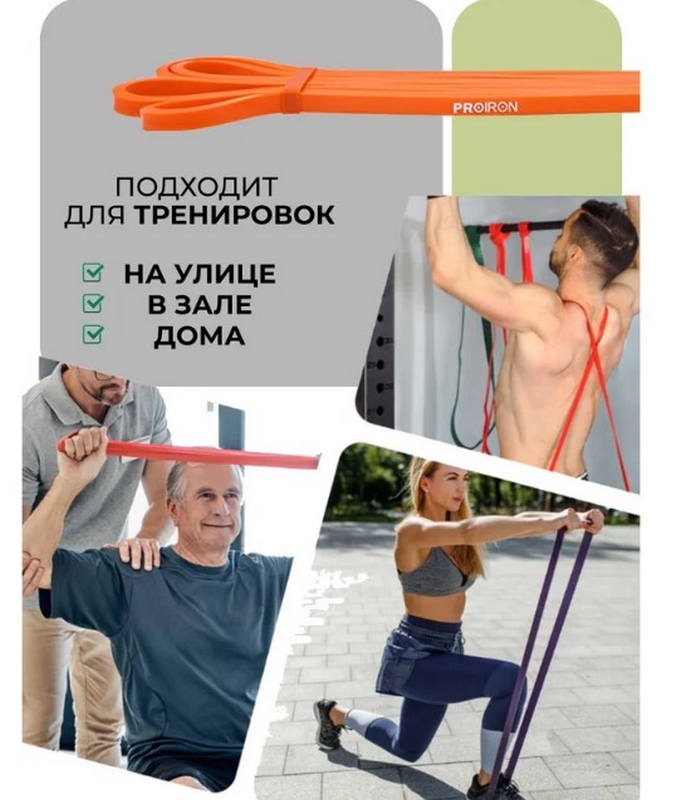 Эспандр ленточный 2-6кг 208x0,65x0,45см PROIRON ЭЛ0206 оранжевый