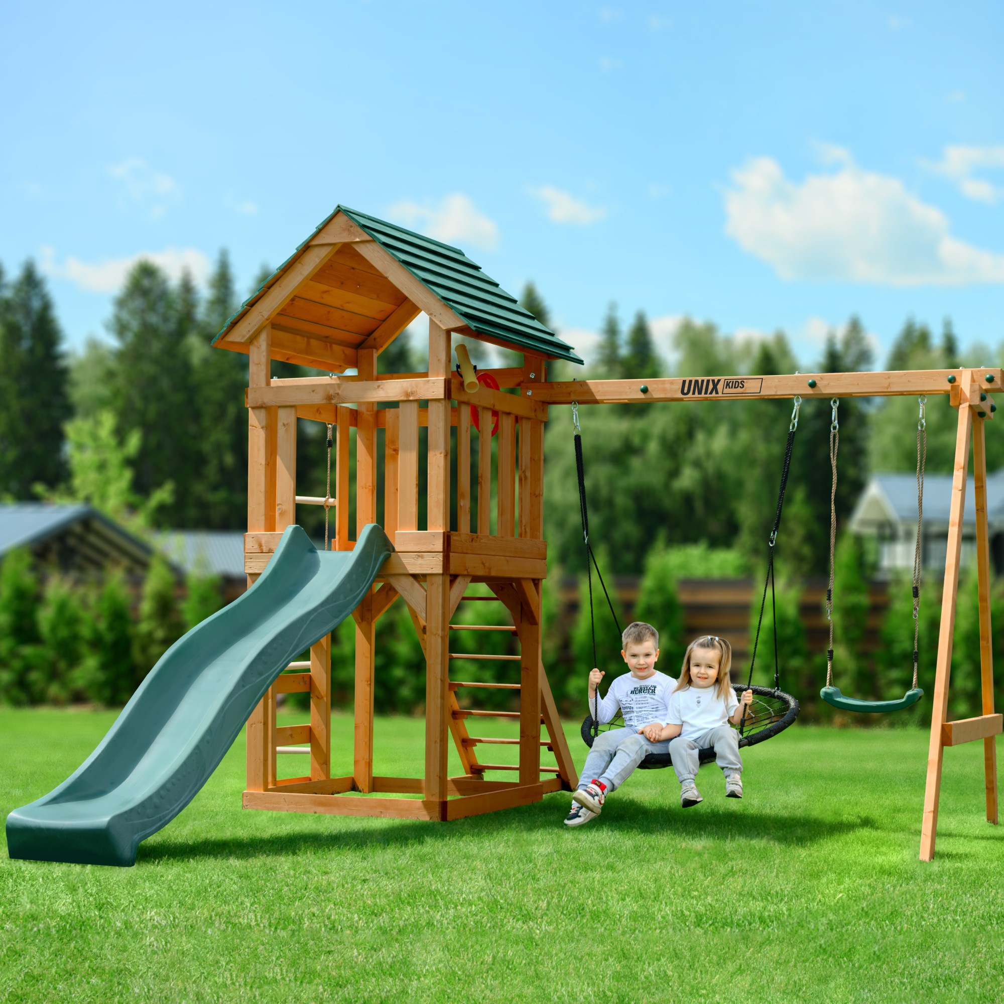Детский игровой комплекс Unix Kids (6 in 1) PLU6IN1DG Dark Green