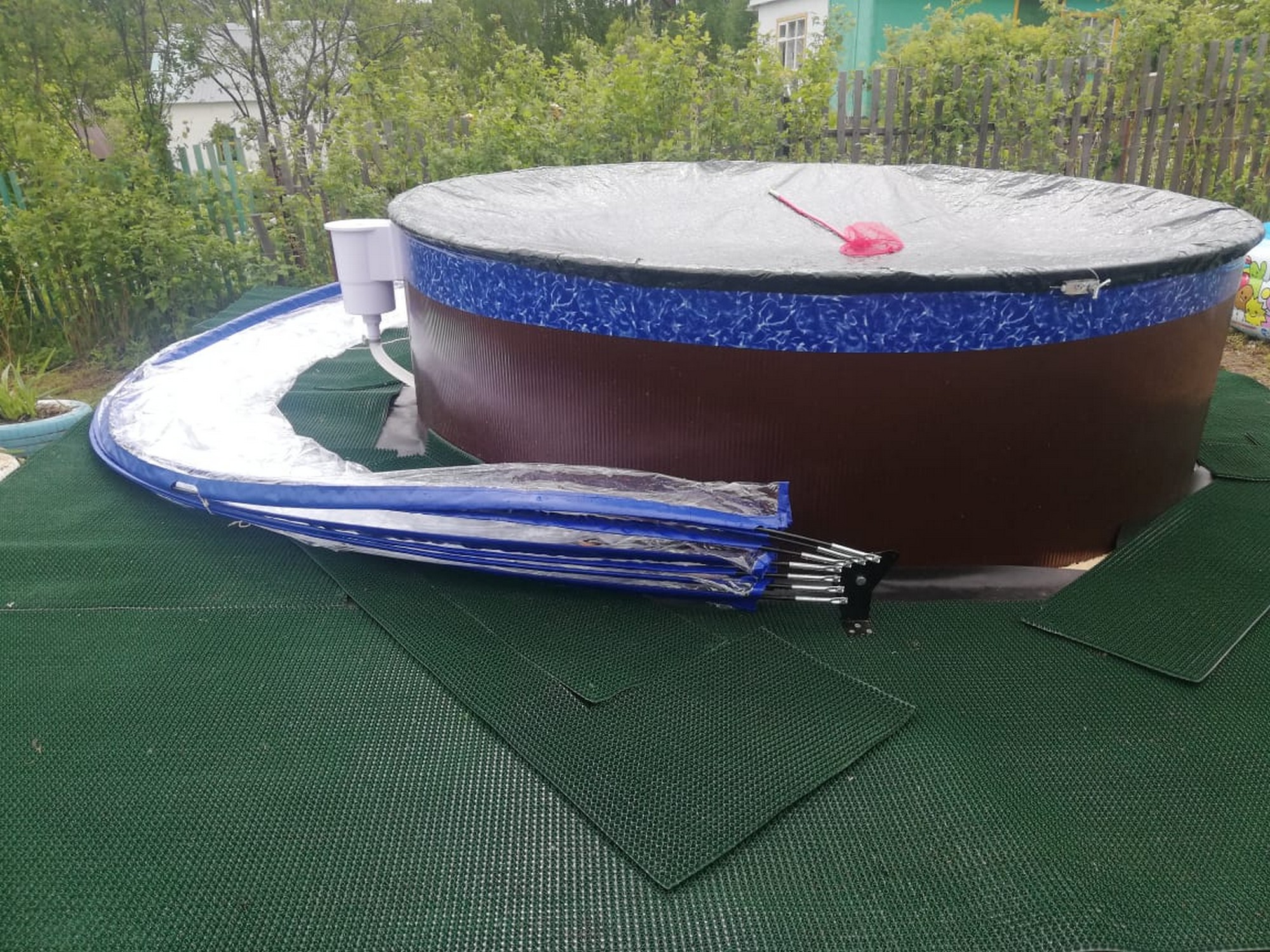 Круглый купольный тент павильон d500см Pool Tent для бассейнов и СПА PT500-G серый