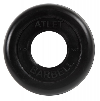 Диск обрезиненный d51мм MB Barbell Atlet 1,25кг черный MB-AtletB51-1,25
