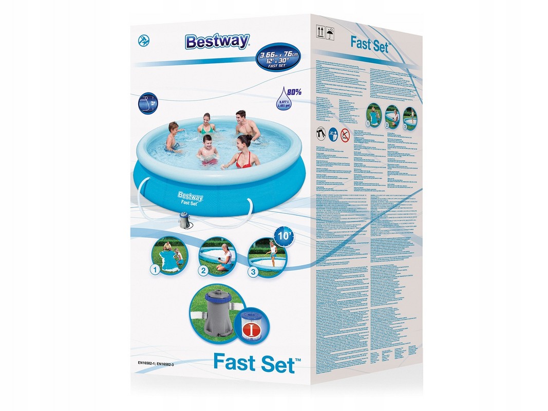 Бассейн с надувным бортом 366х76 см Bestway 57274