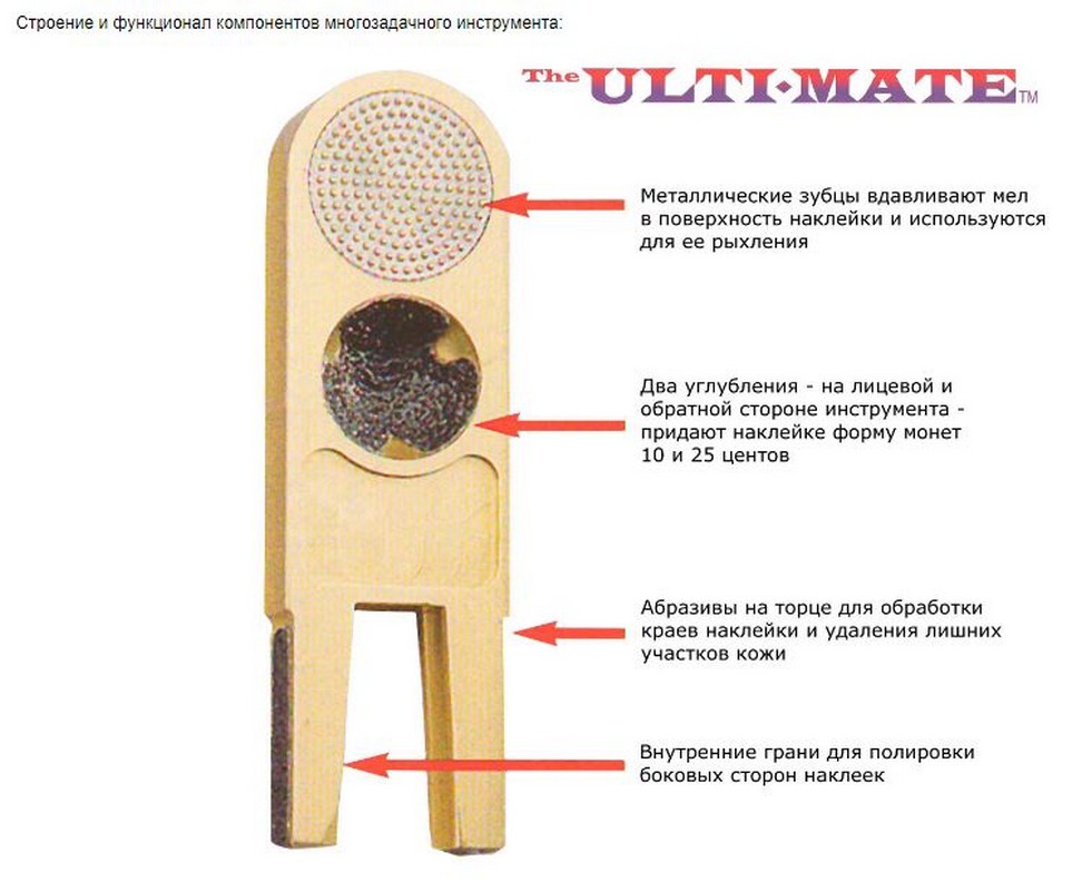 Инструмент для обработки наклейки Ulti-Mate Cue Tip Tool 04250 золото, 1 шт.