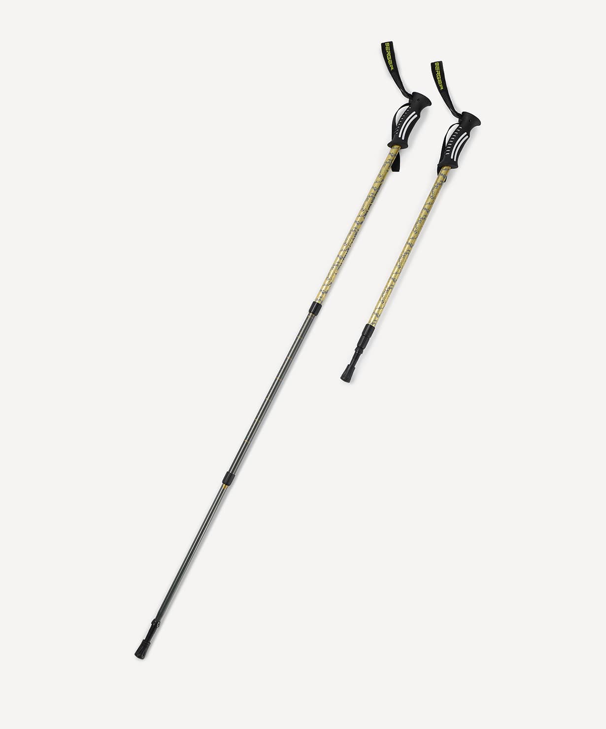 Треккинговые палки, 65-135 см, 3-секционные Berger Travel Pacemaker, светло-серый\лайм