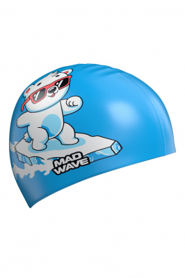 Юниорская силиконовая шапочка Mad Wave Bear M0575 11 0 00W голубой
