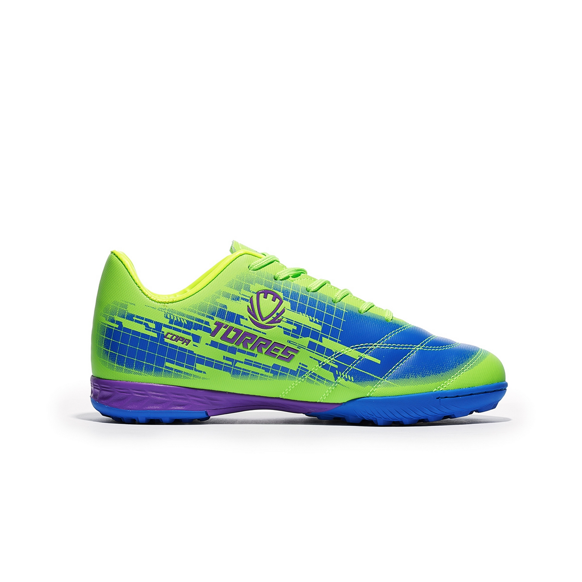 Бутсы футбольные (многошиповки) детские Torres COPA KID TS234238-350 салатово-синий