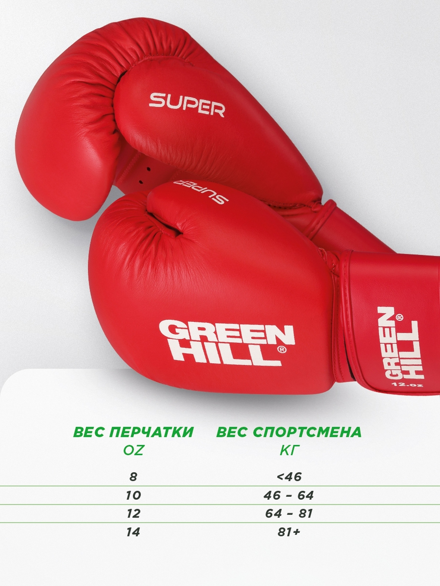 Боксерские перчатки Green Hill Super BGS-2271LR красный