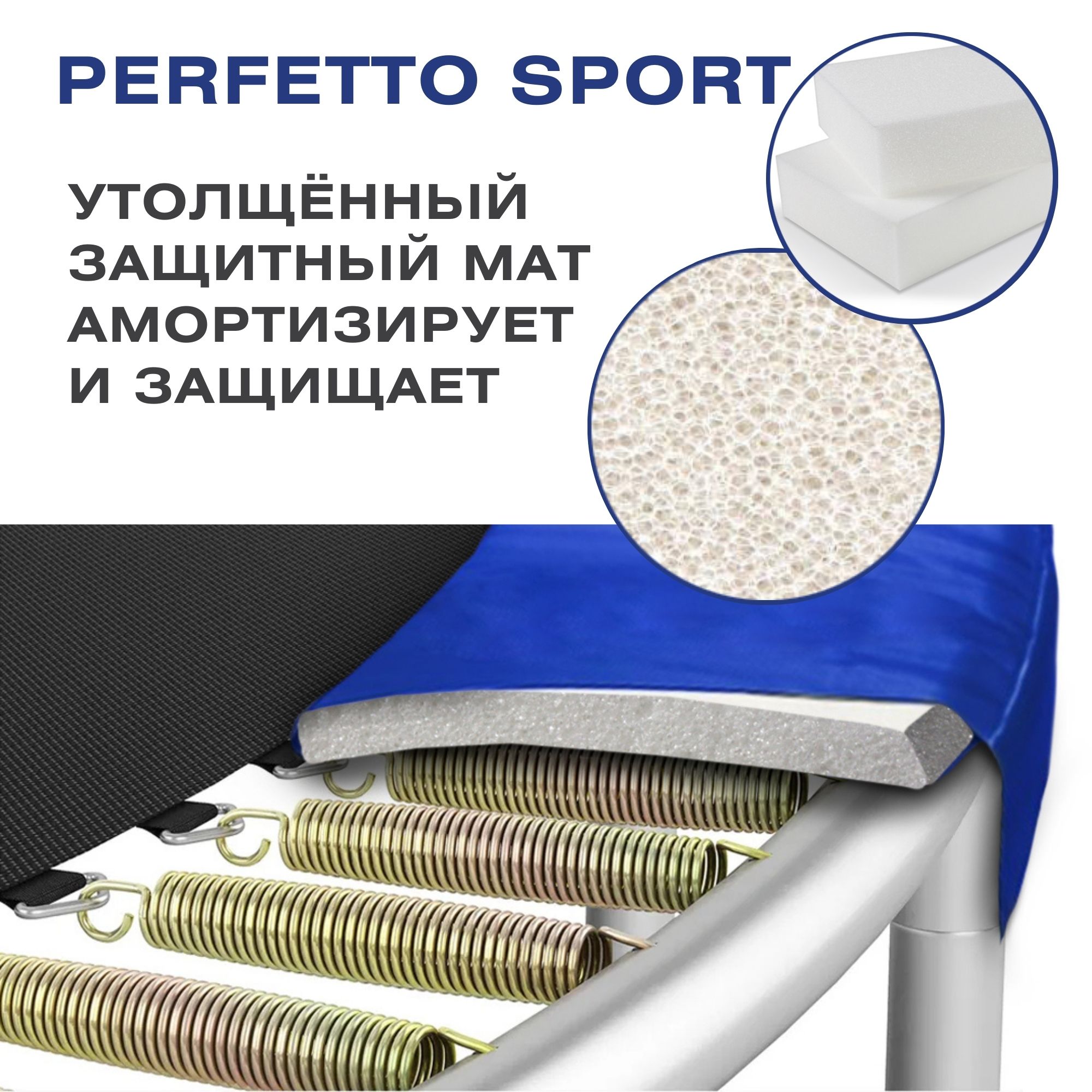 Батут с защитной сеткой Perfetto Sport 12" диаметр 3,7 м синий