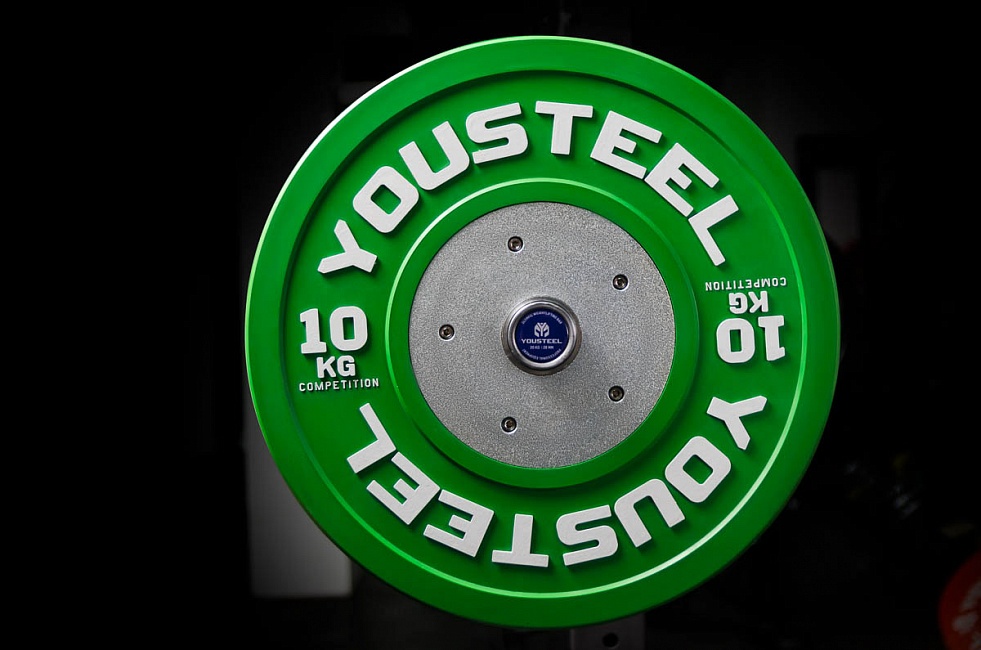 Диск 10кг каучуковый соревновательный YouSteel зеленый