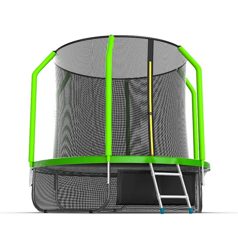 Батут с внутренней сеткой и лестницей EVO Jump Cosmo 8ft + нижняя сеть, зеленый