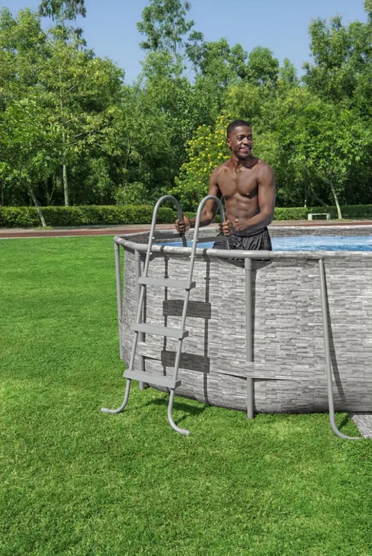 Каркасный бассейн 488x305x107см, комплект Bestway Power Steel Swim Vista Series 56946 серый