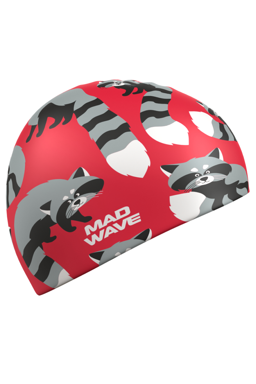 Юниорская силиконовая шапочка Mad Wave Raсcoons M0574 22 1 00W красный