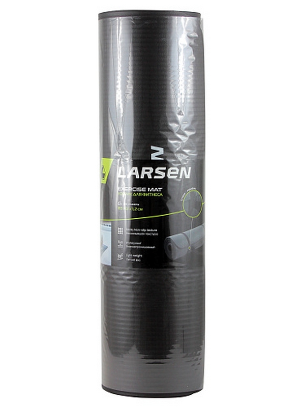 Коврик для фитнеса и йоги, NBR, 183х61х1,2см Larsen ECE 069 чёрный