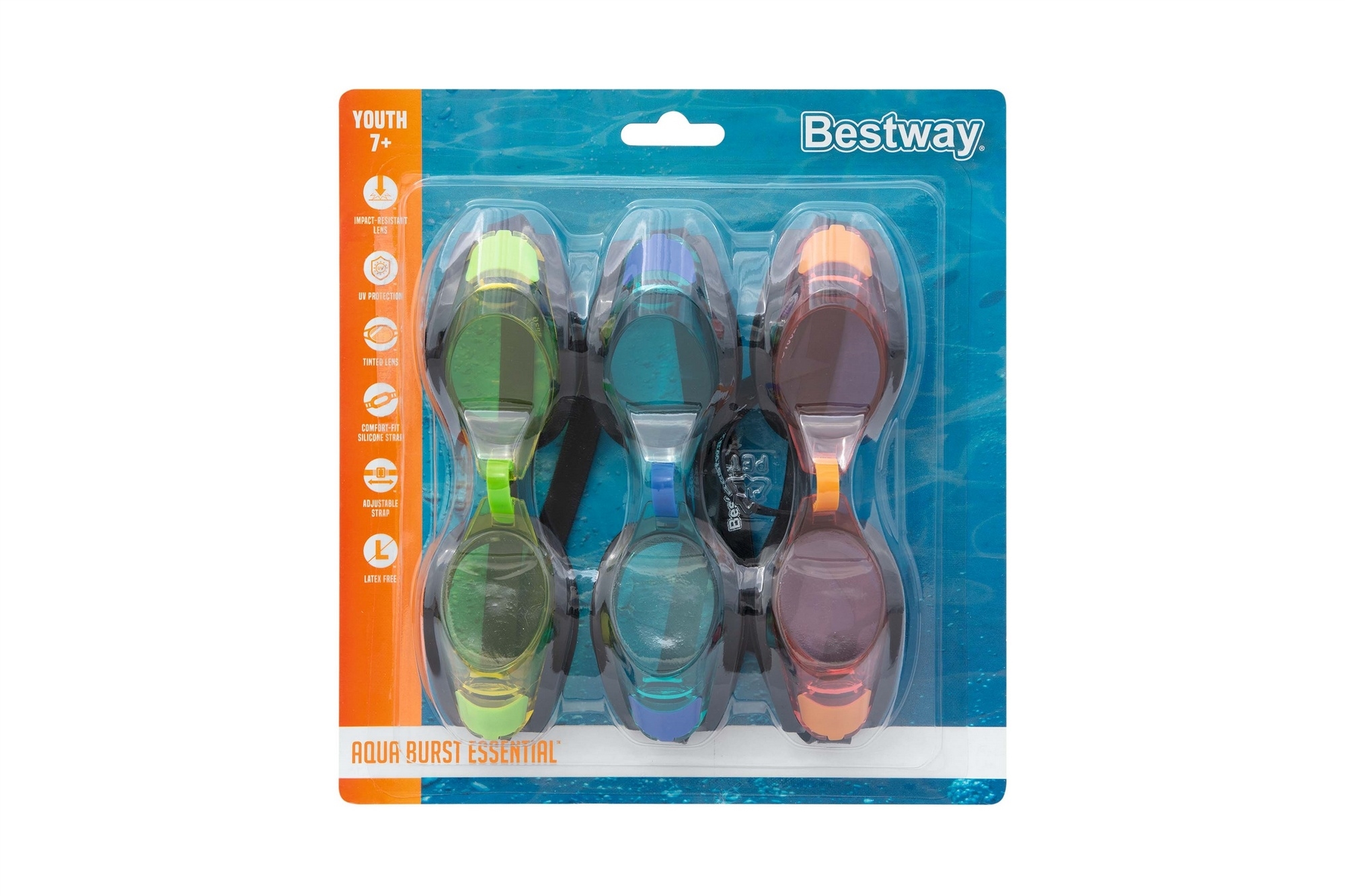 Очки для плавания, от 7 лет Bestway Focus IX-1400 21096 3 цвета в наборе