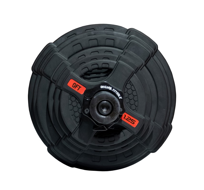 Штанга олимпийская 128 кг Original Fit.Tools диски с двумя хватами, черный гриф