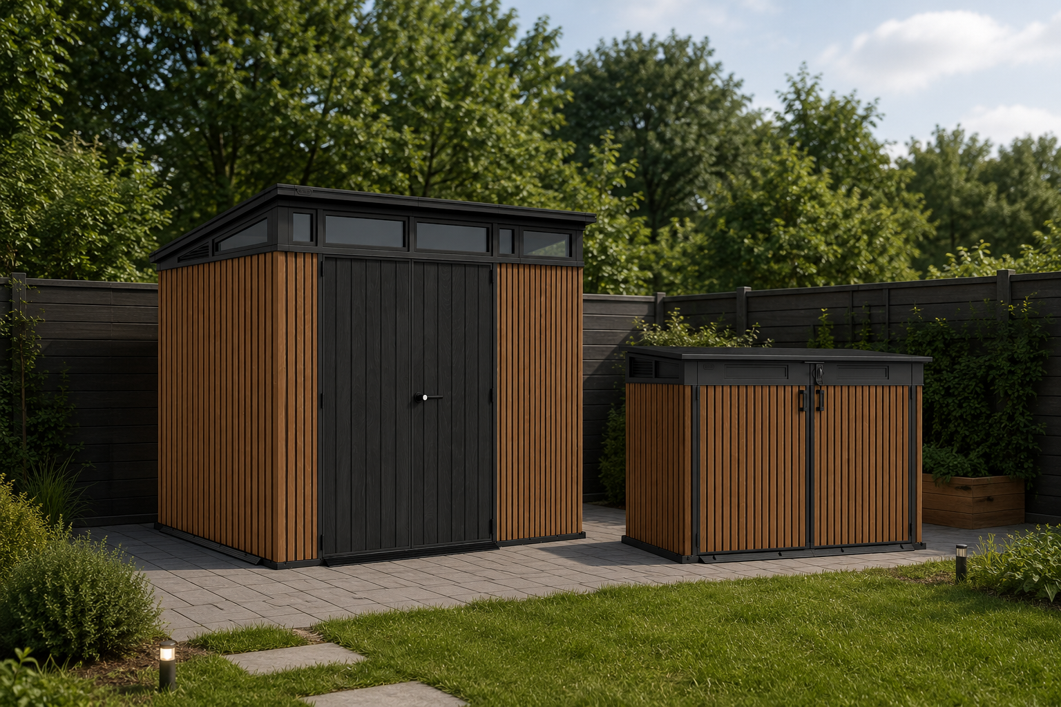 Комплект для хранения: сарай "Pent 9x7" + уличный шкаф "Horizontal Shed" 2020л (коричневый)