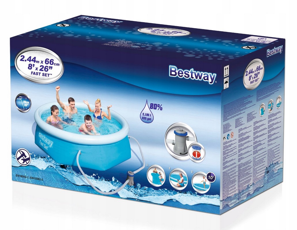 Бассейн 244х66см+фильтр-насос Bestway Fast Set 57268