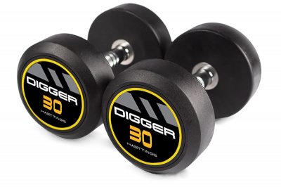 Комплект обрезиненных гантелей 5 пар от 27,5 до 37,5кг Hasttings Digger HD51D2A-27,5-37,5